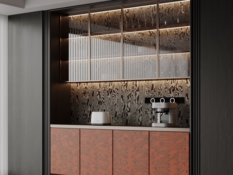  现代酒柜 餐边柜 酒架3d模型 