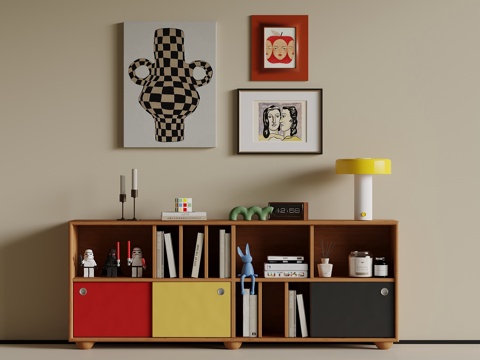  中古风边柜 书柜3d模型 