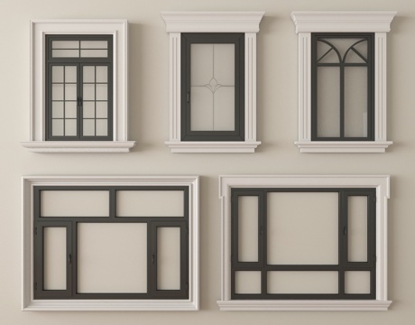 法式窗组合 平开窗 落地窗 阳台窗su模型