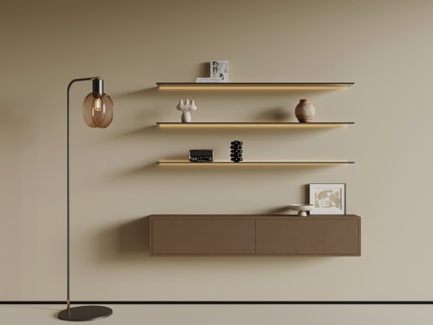 现代书架 落地灯su模型