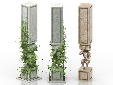  藤蔓 常春藤 爬山虎 珠帘藤 景观绿植 植物墙 雕塑 雕像3d模型 