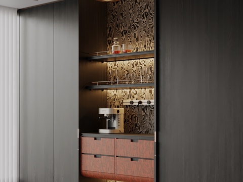  现代餐边柜 酒柜 酒架3d模型 