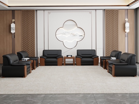  客厅 新中式沙发组合 中式沙发组合 功夫茶几3d模型 