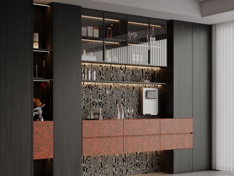  现代酒柜 餐边柜 酒架3d模型 