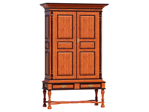 中古侘寂复古边柜装饰柜储物柜su模型