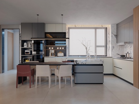  现代意式极简大平层3d模型 