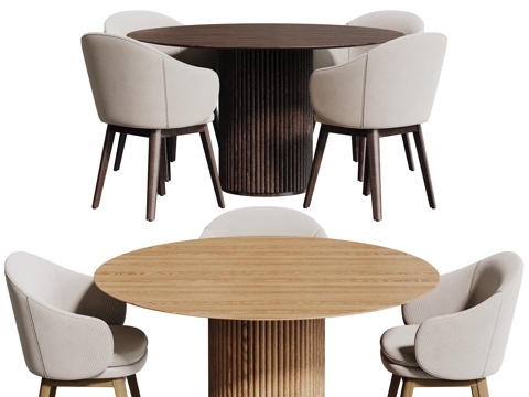 中古桌椅组合 圆形餐桌 洽谈桌椅 圆桌 休闲桌椅su模型