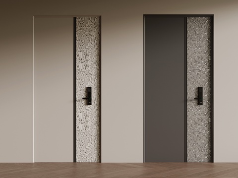  现代子母门 单开门 防盗门 入户门3d模型 