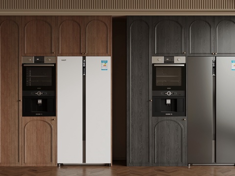 法式复古风冰箱柜 橱柜su模型