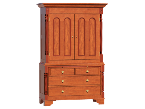 复古中古欧式边柜斗柜装饰柜储物柜su模型