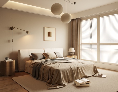 现代中古卧室su模型