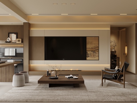  宋式客厅3d模型 