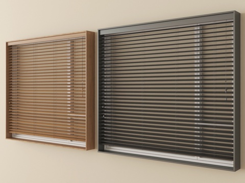  侘寂风百叶帘 窗帘 卷帘su模型 