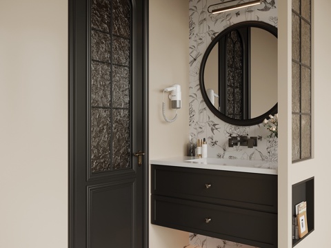 法式卫生间 卫生间干区su模型