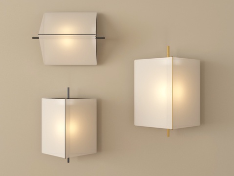  中古侘寂壁灯 金属壁灯 客厅灯 小壁灯3d模型 