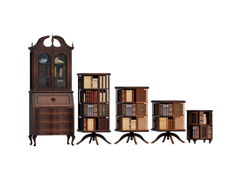 复古中古书柜书架置物架su模型su模型