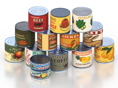  罐头 水果罐头 牛肉罐头 军用罐头 罐头食品 食物3d模型 