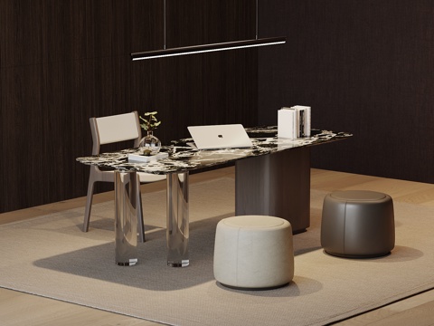  现代意式书桌椅3d模型 