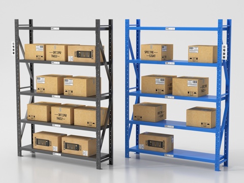  现代货架 快递架 置物架3d模型 