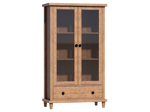 复古中古边柜装饰柜开放柜储物柜su模型