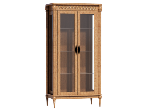 复古中古边柜装饰柜开放柜储物柜su模型