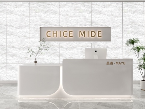  简约前台  美容院前台  办公前台   美容院接待台3d模型 