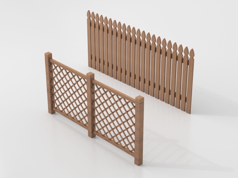 新中式栅栏 护栏栏杆 围栏防护栏 花格栏杆su模型