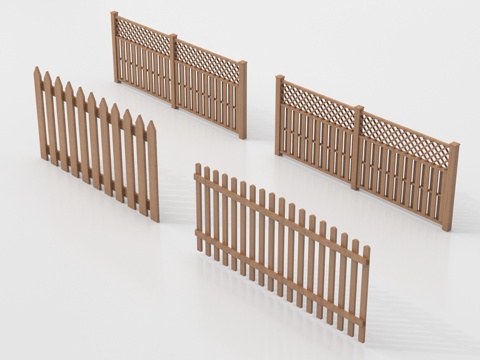  新中式栅栏 围栏护栏 木栅栏 篱笆围墙su模型 