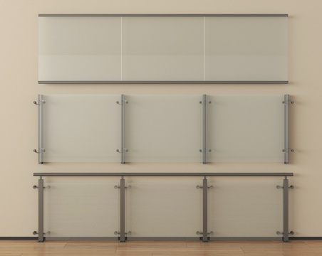  现代玻璃栏杆 玻璃护栏 玻璃围栏 阳台护栏3d模型 