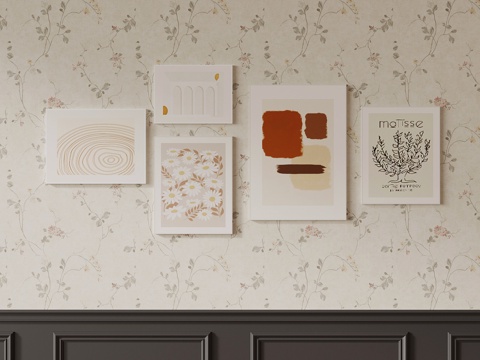  法式挂画 客厅装饰画组合3d模型 