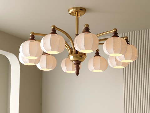  法式吊灯 中古客厅吊灯 复古吊灯3d模型 