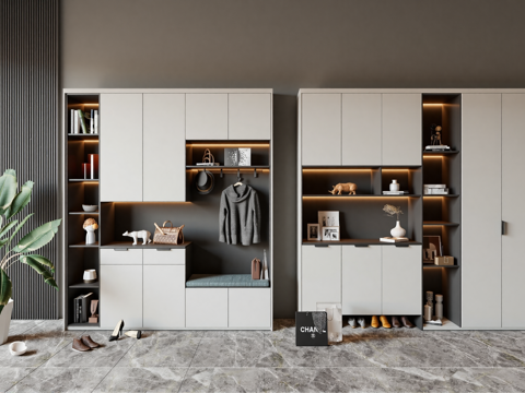 现代鞋柜组合su模型