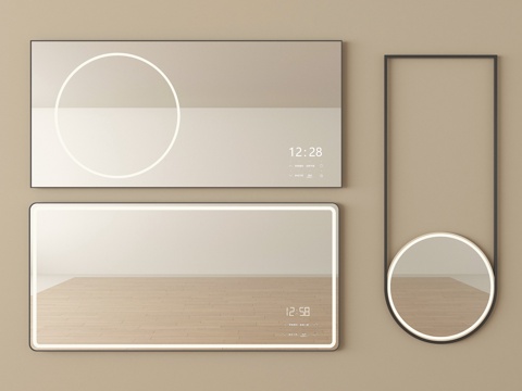  现代镜子 浴室镜 化妆镜 装饰镜 卫浴镜su模型 