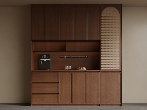 中古风酒柜 餐边柜su模型