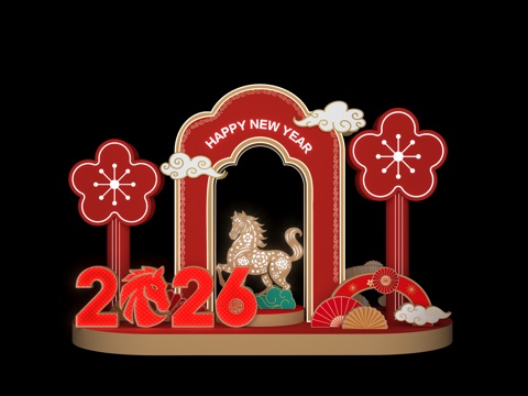  美陈 新年美陈 马年美陈3d模型 