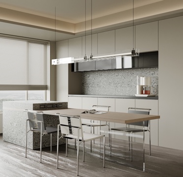  现代餐厅 餐桌椅 岛台su模型 