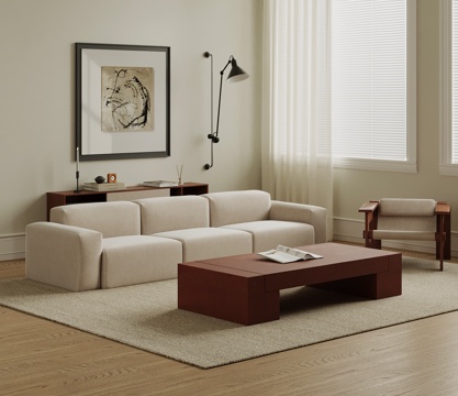 中古风沙发茶几组合su模型