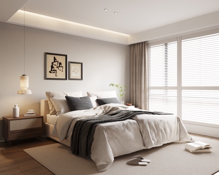 现代中古卧室su模型