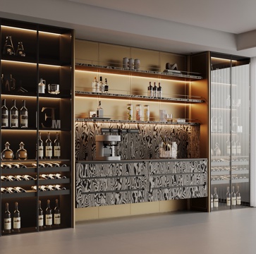 现代酒柜 餐边柜 酒架su模型