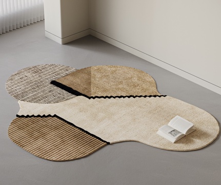 现代中古风几何拼接纹理地毯su模型