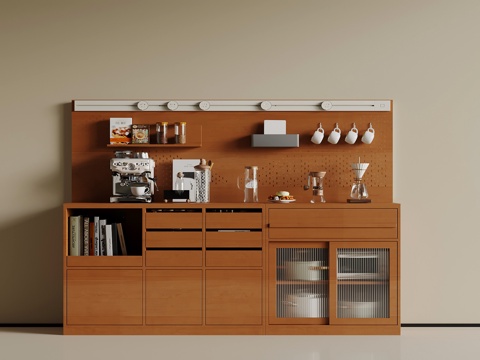 中古风餐边柜 酒柜su模型