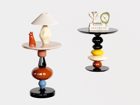 包豪斯边几 多巴胺圆几角几 孟菲斯小茶几su模型