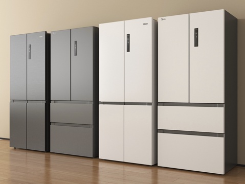  现代冰箱 四门冰箱3d模型 