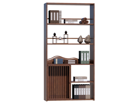  中式边柜装饰柜博古架su模型 