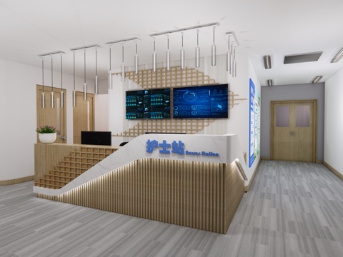 护士站 医院前台 咨询台 接待台su模型