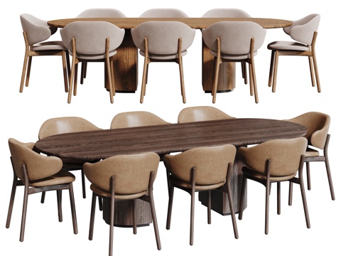  中古桌椅组合 餐桌组合 茶桌椅 长桌 休闲桌椅3d模型 