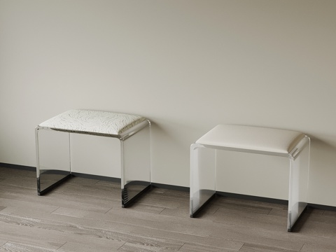  现代沙发凳 换鞋凳 玻璃凳su模型 