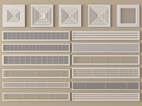 现代空调出风口 中央空调出风口 排风口 换气扇su模型