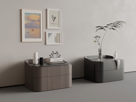  现代意式床头柜 意式极简床头柜3d模型 