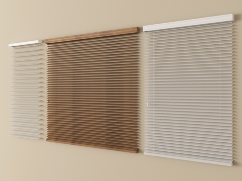  新中式窗帘 卷帘 竹帘 百叶帘su模型 